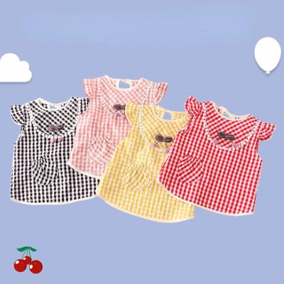 Girls princess dress bib summer children's overalls baby eating waterproof and anti-dirty rice pocket pure cotton thin apron