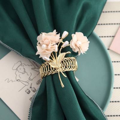 European and American simple fabric flower metal curtain buckle curtain strap spring automatic tightening curtain clip manufacturer wholesale