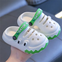 Sandálias e chinelos ocos infantis com padrão de crocodilo  Branco