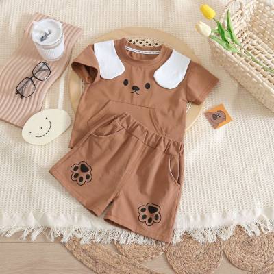 Summer cute baby girl suit high quality children suit cotton two-piece suit thin breathable toddler suit in stock