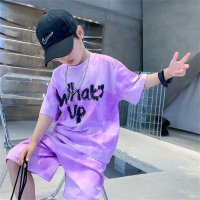 Children's short-sleeved suit new style middle and large children's sportswear Korean version boys summer leisure quick-drying  Purple