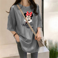 Teen girly cartoon Mickey multi-color T-shirt top  Gray