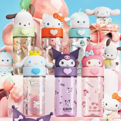 Taza de agua de gran capacidad Sanrio Kuromi para niñas, guapa, estudiante, niño, lindo, celebridad de Internet, vaso de plástico para niños