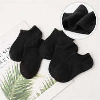 5 pares de calcetines de color sólido de algodón puro para niños pequeños  Negro