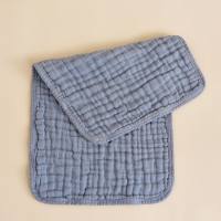 Toalla de gasa de seis capas para eructar, toalla de borde de algodón puro, protector de hombro para bebé, toalla de leche para escupir recién nacido  Azul