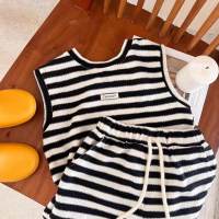Summer New Arrivals Children's Striped Vest Set  Black