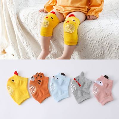 Children's knee and elbow pads spring and summer baby terry socks with glue, non-slip and anti-fall crawling protective gear, baby knee pads