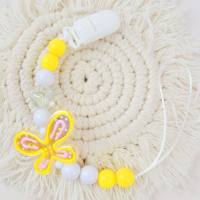Oil drip butterfly anti-drop chain tooth glue pacifier chain pacifier anti-lost rope  Yellow