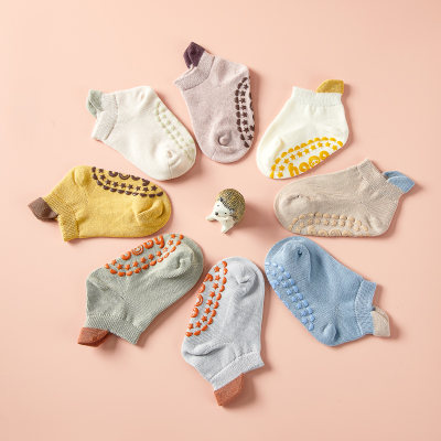 Chaussettes antidérapantes de couleur unie en pur coton pour bébé