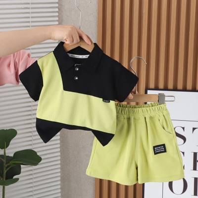 New summer style comfortable and fashionable thin splicing lapel short-sleeved suit for small and medium-sized children, trendy direct sales, boys' short-sleeved suit