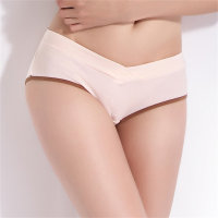 Maternity panties low waist underwear belly shorts maternity seamless large size U-shaped triangle pants combed cotton  Apricot