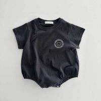 Baby clothes, summer cartoon bear clothes, thin triangle bag fart clothes, newborn baby jumpsuit, short-sleeved crawl suit  Black