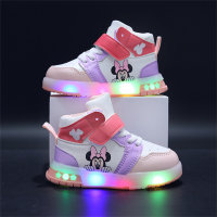 Zapatillas luminosas con estampado de dibujos animados de Mickey y Minnie para niños  Rosado