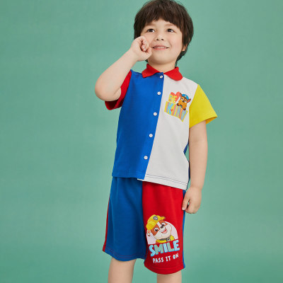 hibobi x PAW Patrol Toddler Boy Casual Bonito Camiseta de lapela com estampa de letras