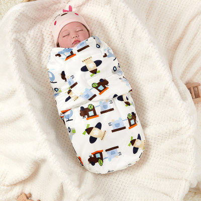 Baby Fall/Winter Printed Short Plush Swaddle Clothes, Anti-frightening Jumping Wraps