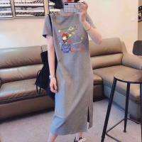 Nursing dress summer outing hot mom style fashion cartoon t-shirt skirt breastfeeding clothes maternity clothes summer clothes  Gray