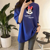 Teen girly cartoon Mickey multi-color T-shirt top  Blue