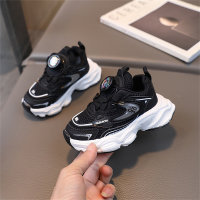 Zapatos infantiles de malla transpirable con hebilla giratoria.  Negro