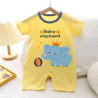 2022 Baby- und Kleinkind-Krabbelkleidung aus reiner Baumwolle im Sommer neuer koreanischer Stil, dünner männlicher, weiblicher, kurzärmeliger Kinder-Onesie  Gelb