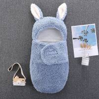 حقيبة نوم من القطيفة على شكل أرنب من القطن الخالص للأطفال  أزرق