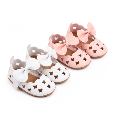 Chaussures de bébé à nœud ajouré de couleur unie pour bébé