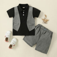 Toddler Boy Color-block Polo Shirts & Shorts  Black