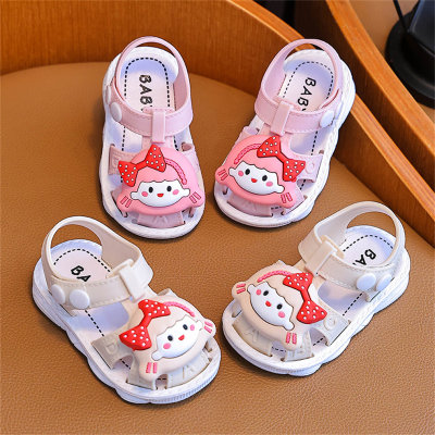 Sandalias de princesa de dibujos animados para bebé, zapatos antideslizantes de fondo suave para niña