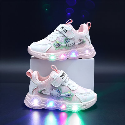 Zapatos deportivos LED con luz de dibujos animados de princesa para niños