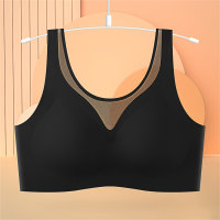 Seamless backless steel ring fixed cup underwear women's large size vest bra gathered upper collection auxiliary bra cup  Black