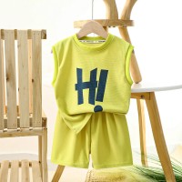Children's vest suit summer new boys' sleeveless shorts suit Korean style girls' clothes summer clothes children's clothing wholesale  Yellow