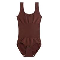 Body shaping corset European and American bust underwear waist hip lift abdomen pants open crotch seamless one-piece body shaping clothing  Brown