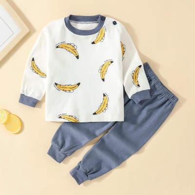 Pijama con pantalón y camiseta con estampado de bananas para niños pequeños