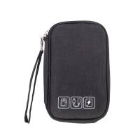 Portable data cable storage bag, headphone charger, power cord, power bank, digital bag, business trip headphone bag  Black