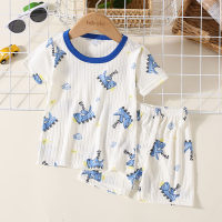 2-piece Toddler Boy Allover Lion Printed Short Sleeve Top & Matching Shorts  Blue