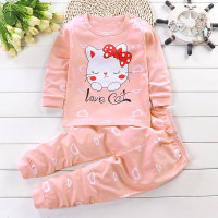 Toddler Girl Cartoon Long Sleeve T-shirt & Pants Pajamas  Pink