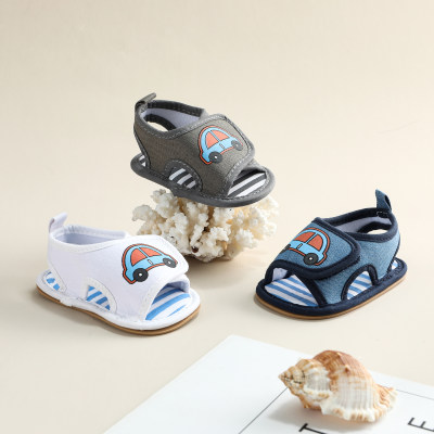 Baby Boy Vehicle Pattern Open Toed Velcro Sandals