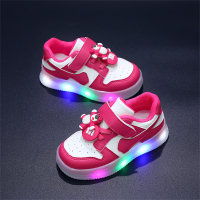 Children's color-blocked strawberry bear luminous sneakers  Hot Pink