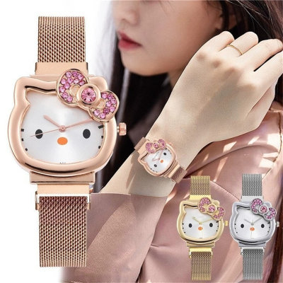 Children's cute helloKT pink diamond watch
