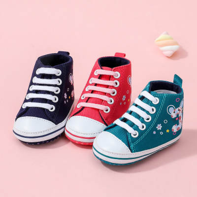 Baby Girl Cartoon Pattern Soft Sole High-top Canvas Shoes