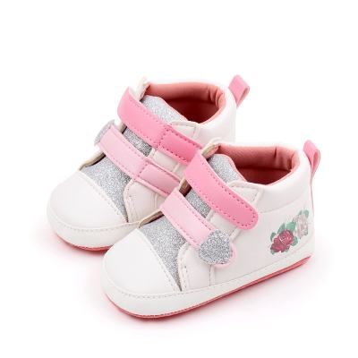 Primavera y otoño nuevos zapatos brillantes para niña, zapatos antideslizantes para bebé, zapatos para bebé con doble Velcro