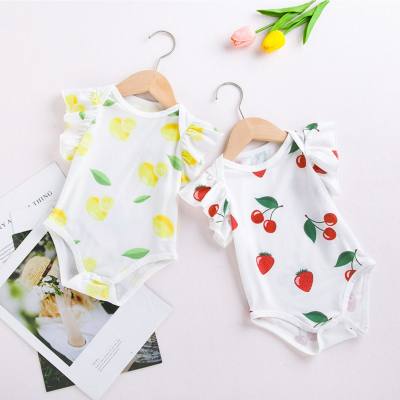 New summer baby newborn clothes printed flying sleeve romper