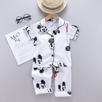 Summer new ins children's home clothes air-conditioning clothes ice silk pajamas short-sleeved trousers suit