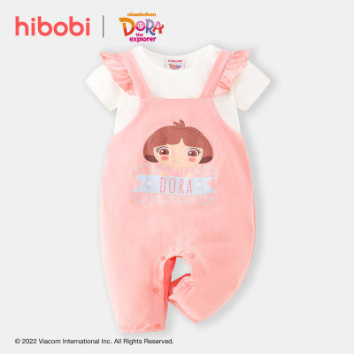 hibobi ×Dora Girl Baby Pink Strappy Trousers & white T-shirt Set