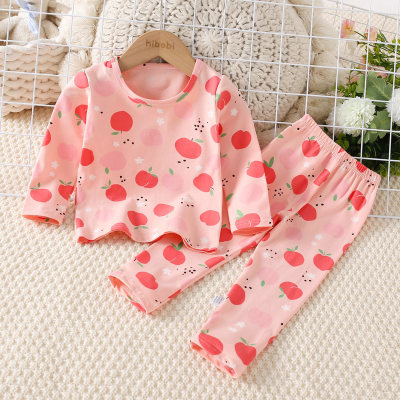 2-piece Toddler Girl Pure Cotton Allover Printed Long Sleeve Top & Matching Pants