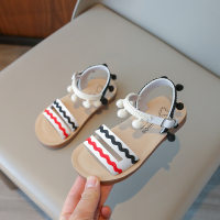 Bolas coloridas infantis enfeitadas com sandálias de sola macia de estilo étnico  Preto