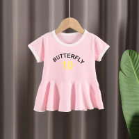 2022 neues Sommerkleid für Mädchen, modisches Baby-Prinzessinnenkleid, kleiner Säuglingsrock im koreanischen Stil, lässiges Nachthemd  Rosa
