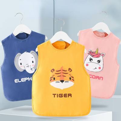 Children's overalls, dining clothes, waterproof and dirt-proof sleeveless outerwear aprons, baby spring and summer protective clothes, baby reverse wear bibs