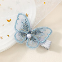 Girls' Pearl Decor Butterfly Style Hairpin  Blue