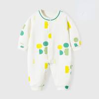 Baby jumpsuit newborn clothes pure cotton pajamas spring and autumn suit baby comfortable velvet four seasons romper crawling clothes  Green