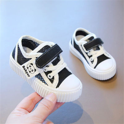 Sapatos infantis de lona de malha oca panda